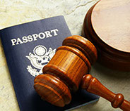 photo of passport and gavel